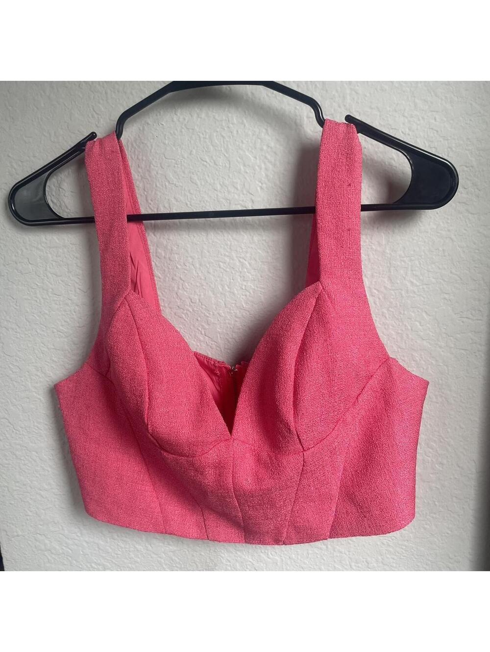 SHEIN Hot Pink Corset Style Crop Tank Top, Size M